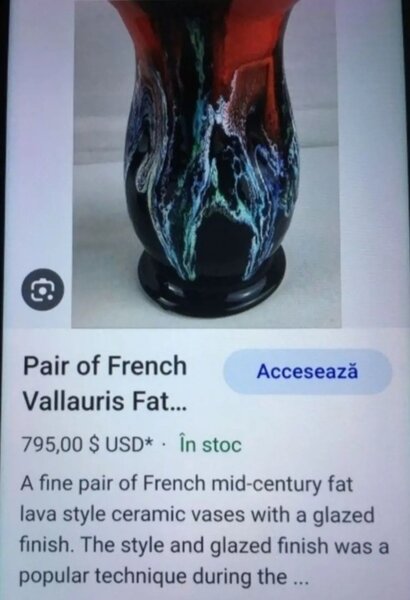 Vaza franceza Vallauris Fat Lava